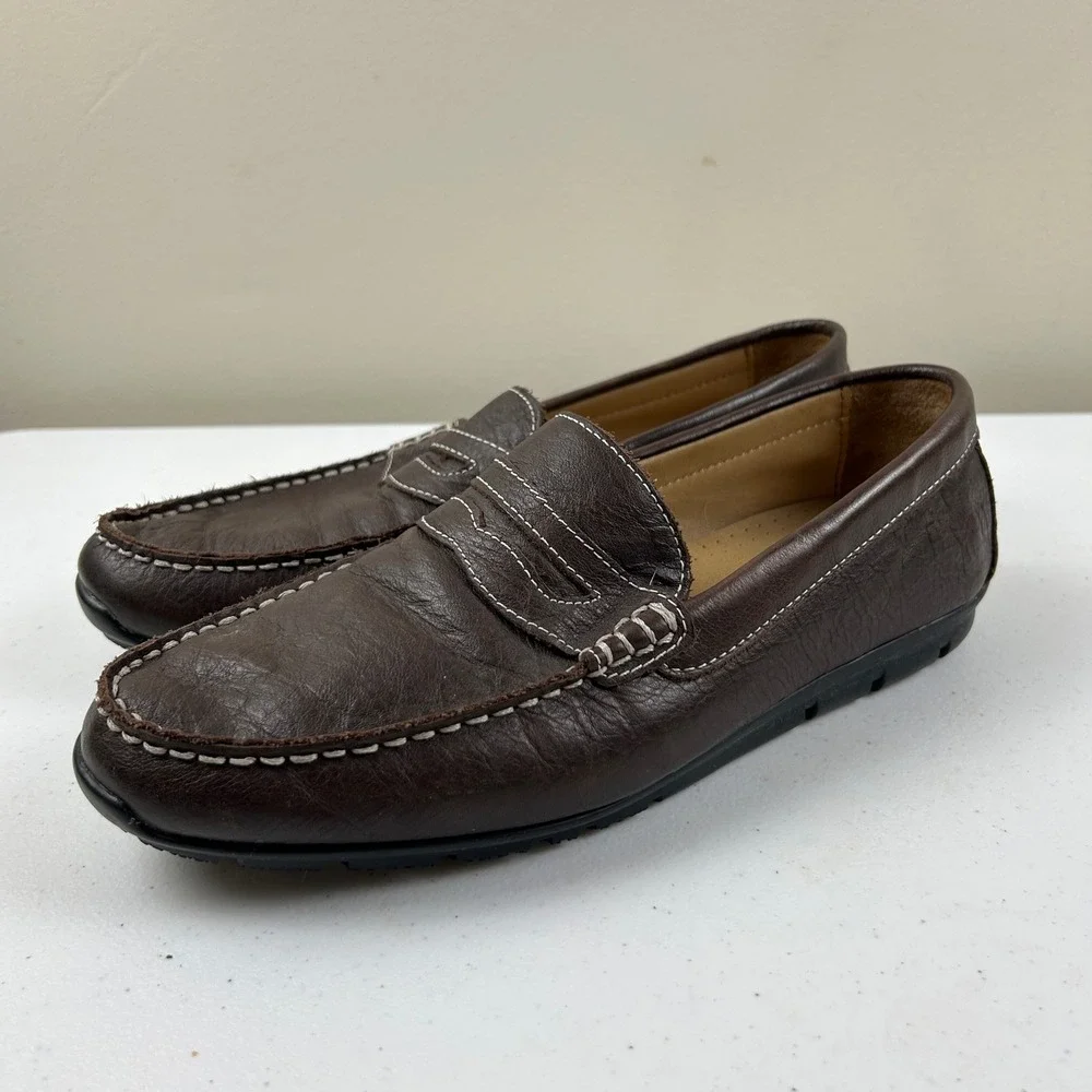 FootJoy Penny Loafer Men 8.5 Wide Brown Leather Driving Moc 79064 Slip On Shoes